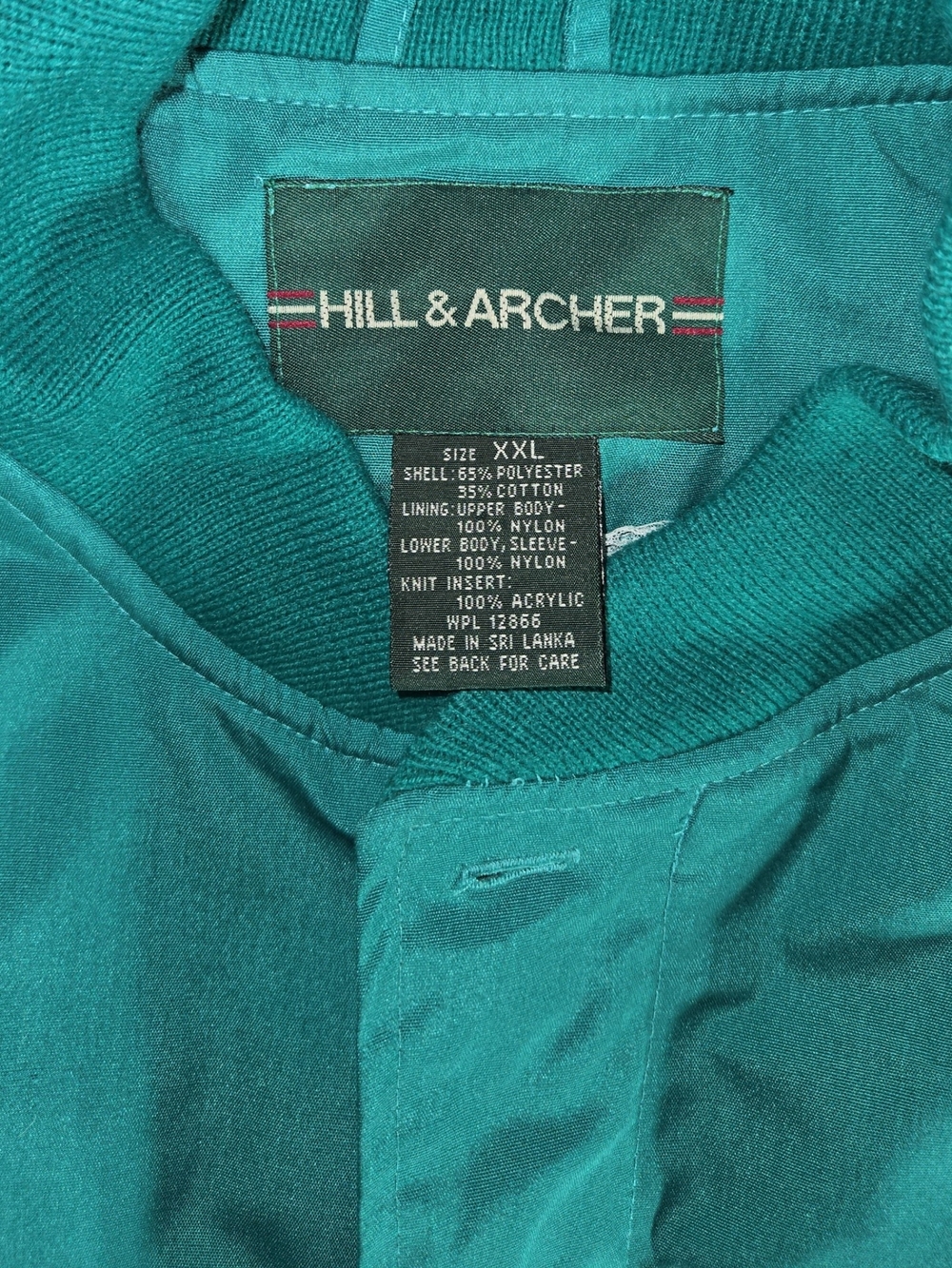 Vintage Hill & Archer XXL Teal Bomber Jacket NWT Retro Windbreaker 90s Golf Core